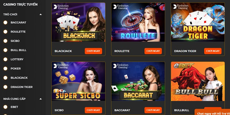 Casino Live tại SV88 có đa dạng tựa game bài